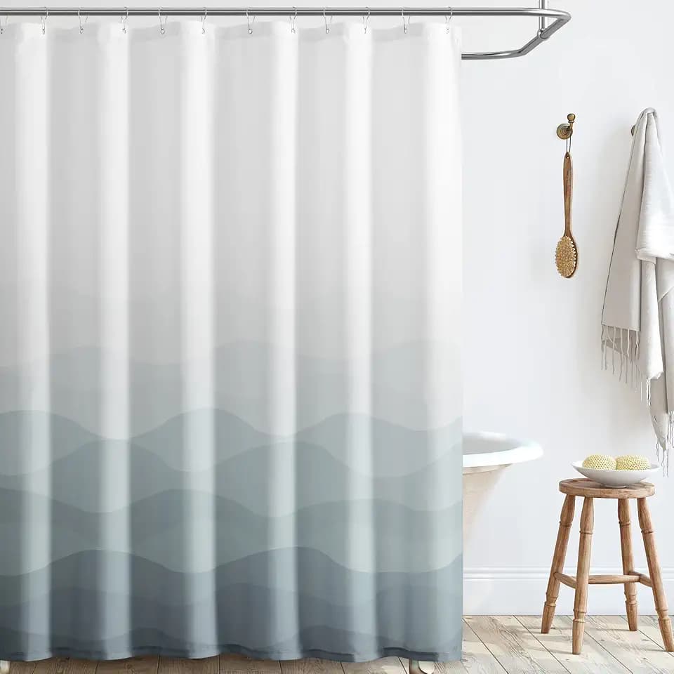 jinchan Ombre Grey Shower Curtain for Bathroom 12 Metal Hooks 70x72 Inch