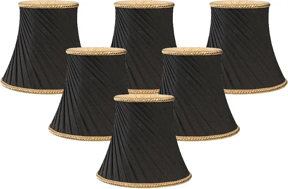 Royal Designs, Inc. CS-507BLK-6 Twisted Bell Chandelier Shade with Decorative Trim, 3 x 5 x 4.5, Black, 6-Pack