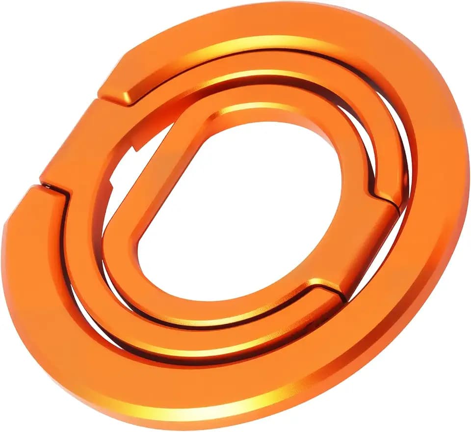 Handy Ring für MagSafe, 360° Drehbarer Handy Ring Halterung, Magnetischer Ständer & Griff, Ultra-Flach, Kompatibel mit iPhone17/16/15/14/13/12 Series (Orange)