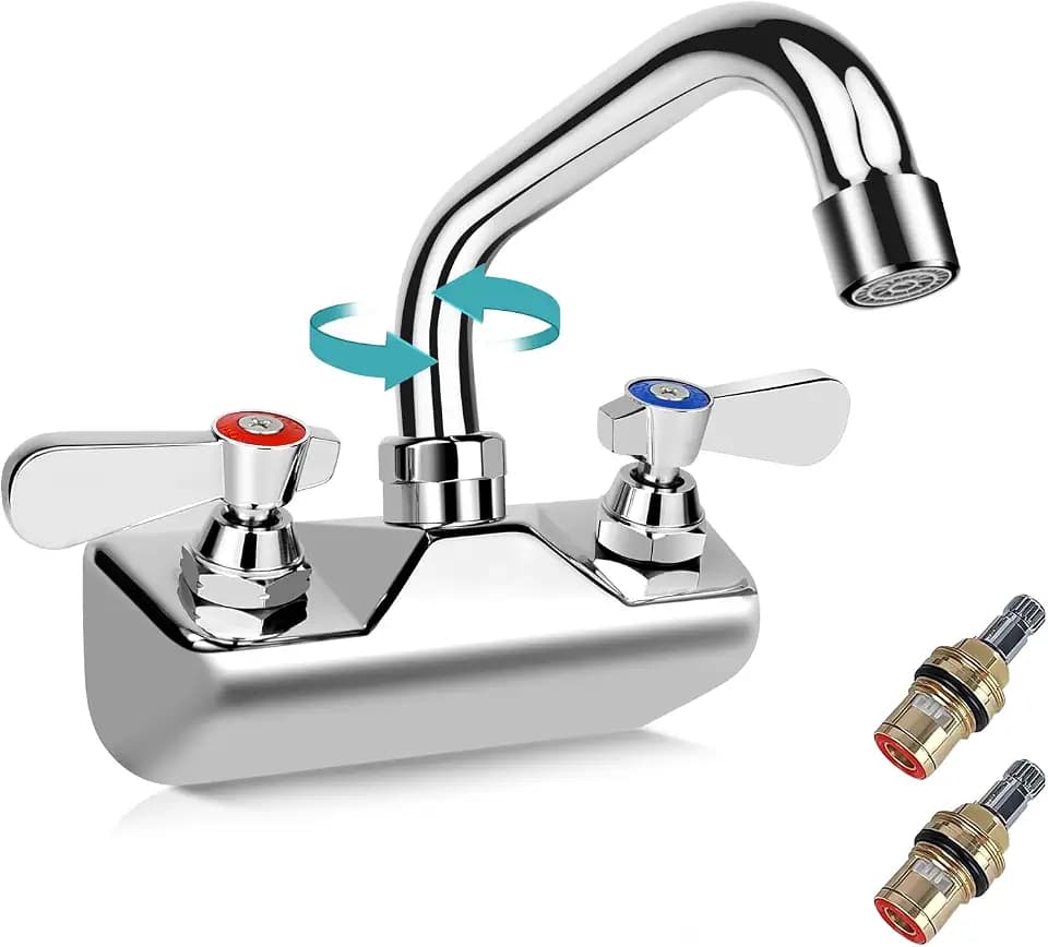 4 Inch Center Commercial Sink Faucet Wall Mount with 6" Spout for Bar