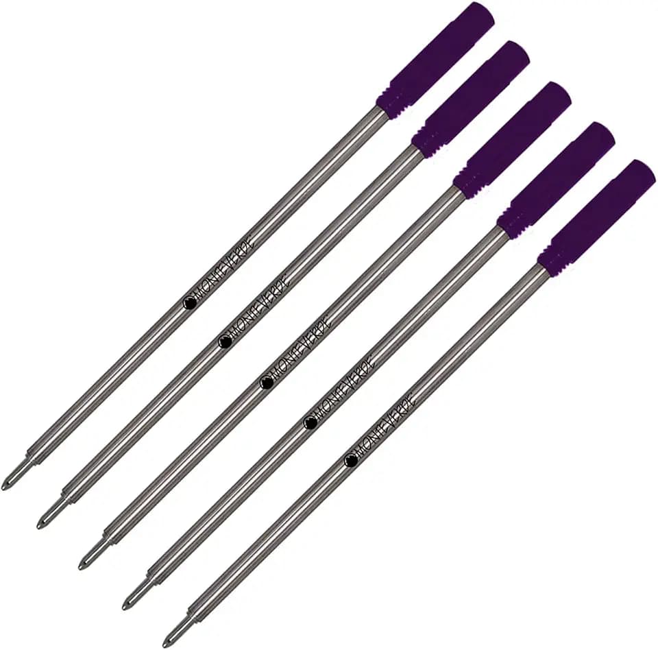 5 Pack - Monteverde Ballpoint Refill to Fit Cross Ballpoint Pens, Medium Point, Soft Roll, C13 (Bulk Packed) (Purple)