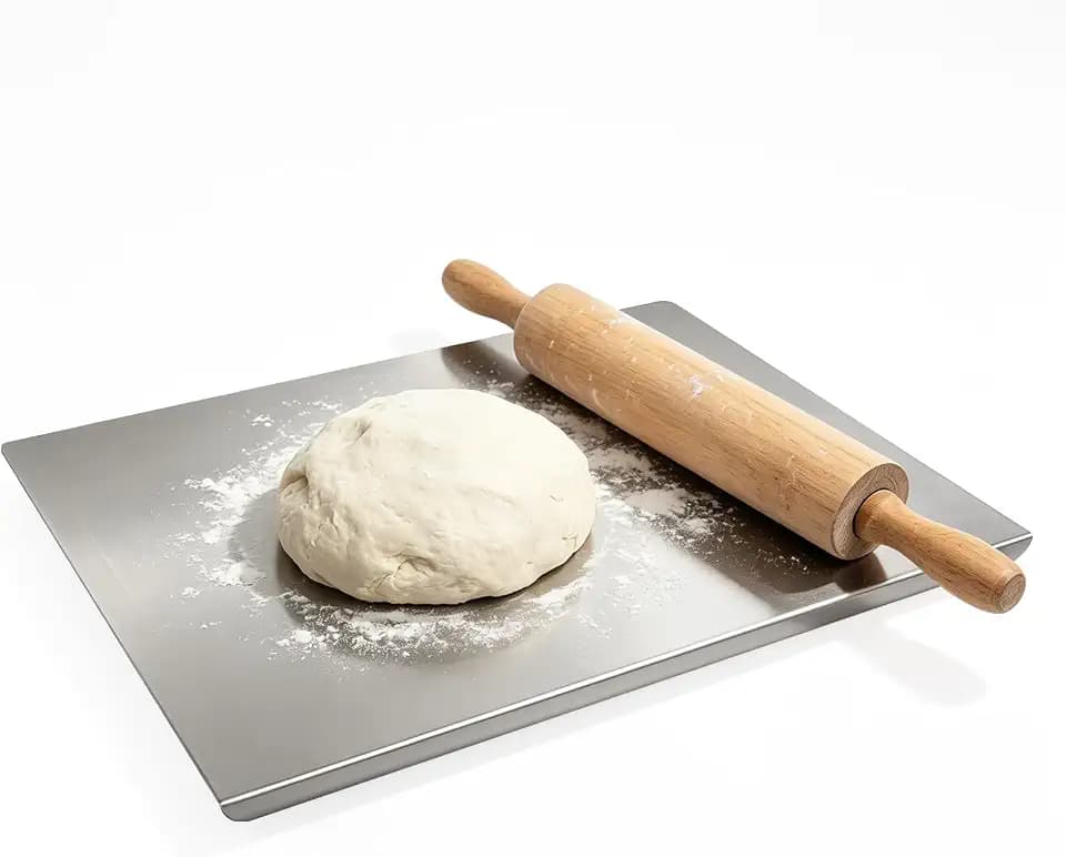 Large Stainless Steel Cutting Board with Lip for Kitchen - L-Shaped Double Sided Metal Chopping Board with Counter Edge for Meat, Fruits, Vegetables, Kneading Bread Dough Baking (27.6x19.7Inch)