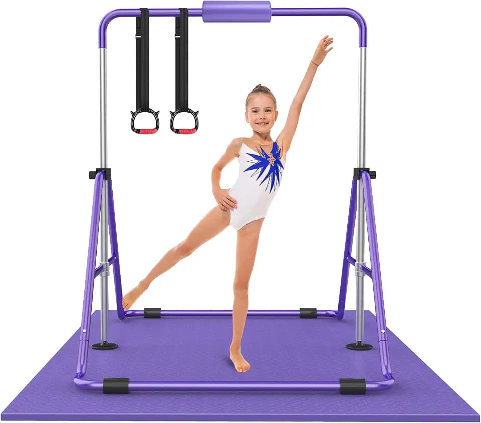 RINREA Gymnastic Bars for Kids, Adjustable Height Horizontal Bar for Home