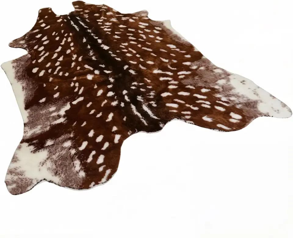 Deer Rug Deer Print Faux Cowhide Area Rug - Sika Deer Animal Skin Mat for Living Room (6.1x5ft)