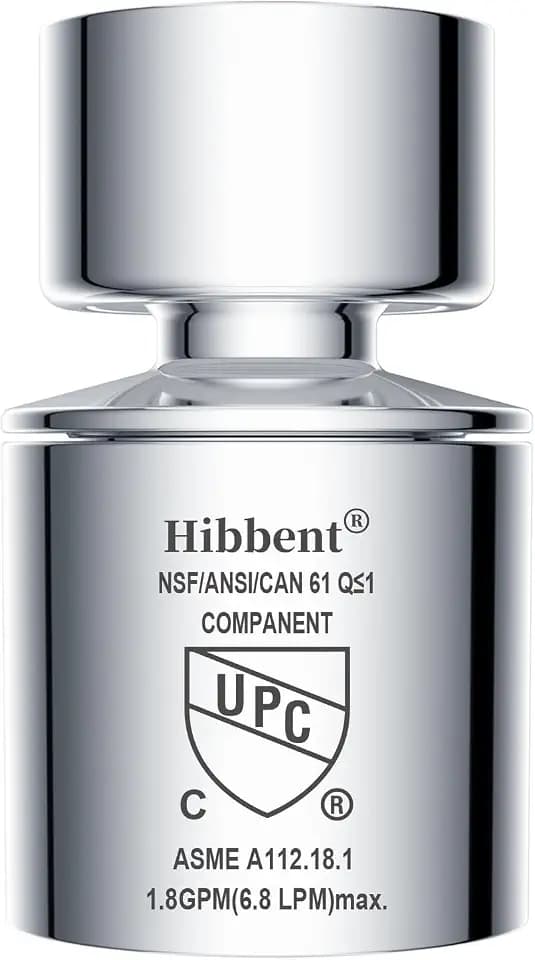 Hibbent NSF/ANSI/CAN 61 Certified Faucet Aerator, CUPC Certification 360° Swivel Kitchen Sink Aerator, Dual-function Sprayer Faucet Head, Faucet Replacement Part 55/64 Inch Female Thread - Chrome