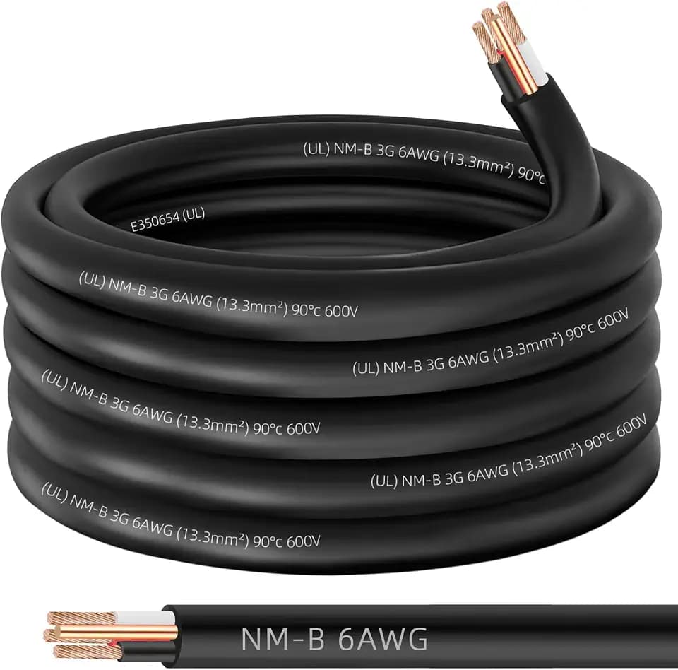 XMK NM-B 6/3 Wire with Ground,25ft 6/3 NM-B Wire Copper 6 AWG 3 Conductor