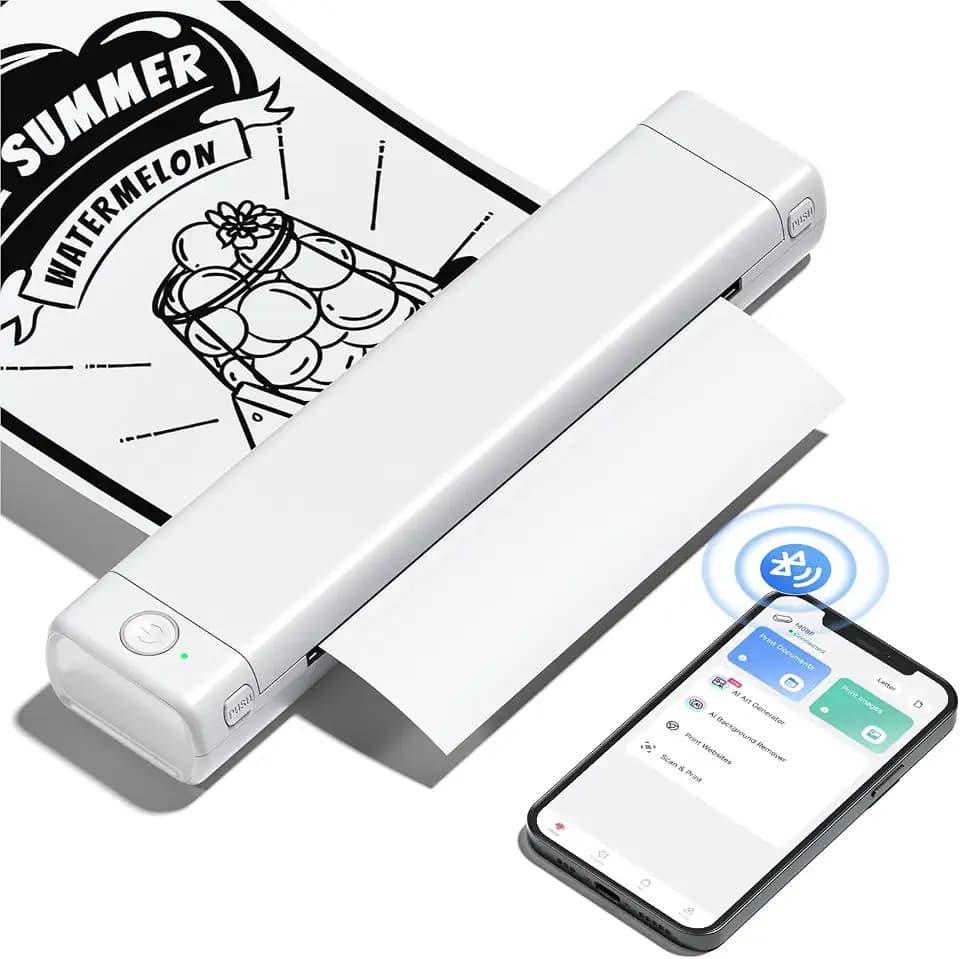 Phomemo M08F Thermodrucker A4, Inkless Bluetooth Mobiler Drucker, Weiß | Eingebauter Akku für mobile Nutzung, Klarer Druck, Kompatibel mit Smartphone, Laptop & PC für Verträge, Notizen & Rechnungen