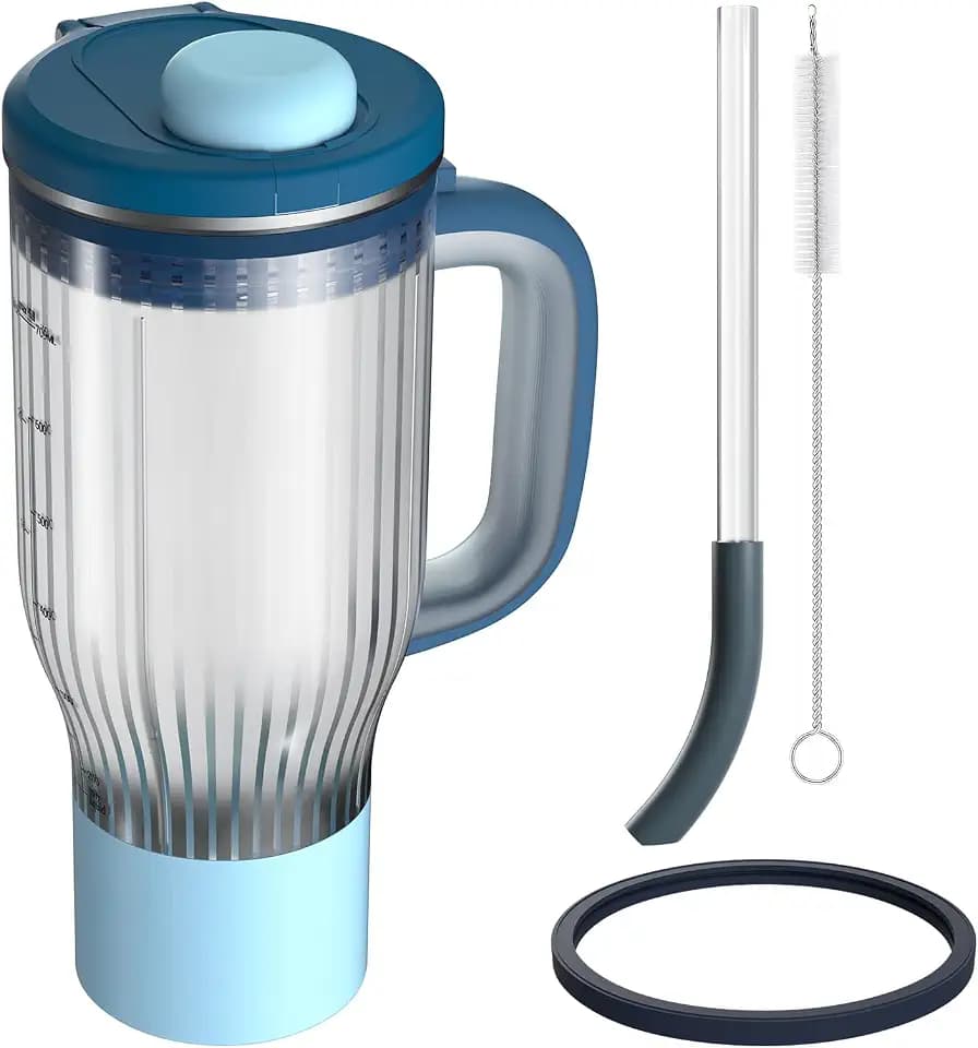 26oz Travel Tumbler Replacement for Ninja BlendBOSS DB351 & DB301,with Silicone Seal Ring & Straw Cleaning Brush Leakproof Lid, Detachable Straw & Integrated Chug Spout | Dishwasher Safe & BPA Free