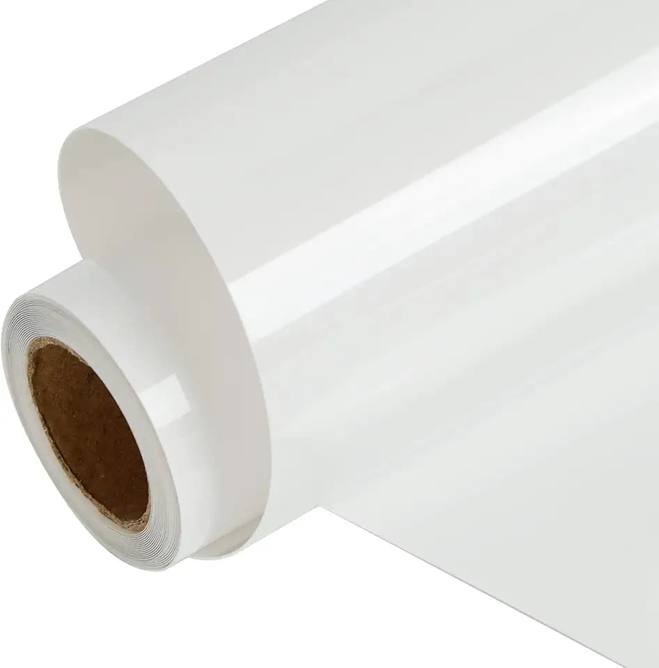 FUNKAKA Heat Transfer Vinyl Rolls, 12" x 9ft White Iron on Vinyl for Shirt
