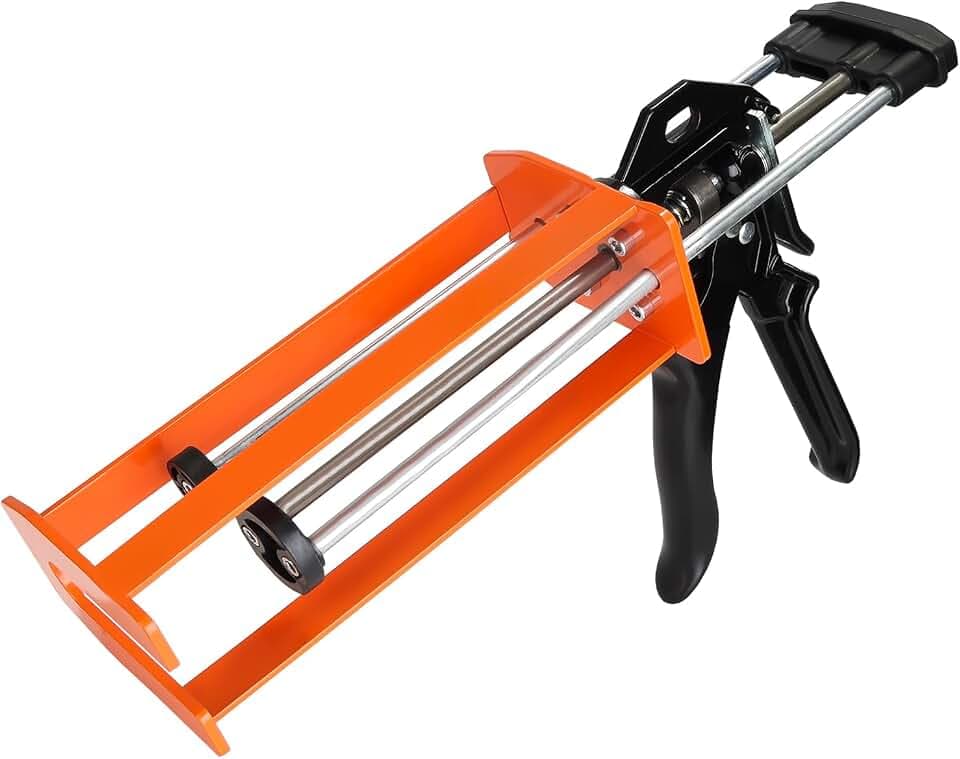 Dual Component Caulking Gun 450ML / 600ML / 650ML (1:1 & 2:1), Manual 2 Part Epoxy Gun for Panel Bonding Adhesive, Structural Epoxy, Plastic & Fiberglass Repair(Red)