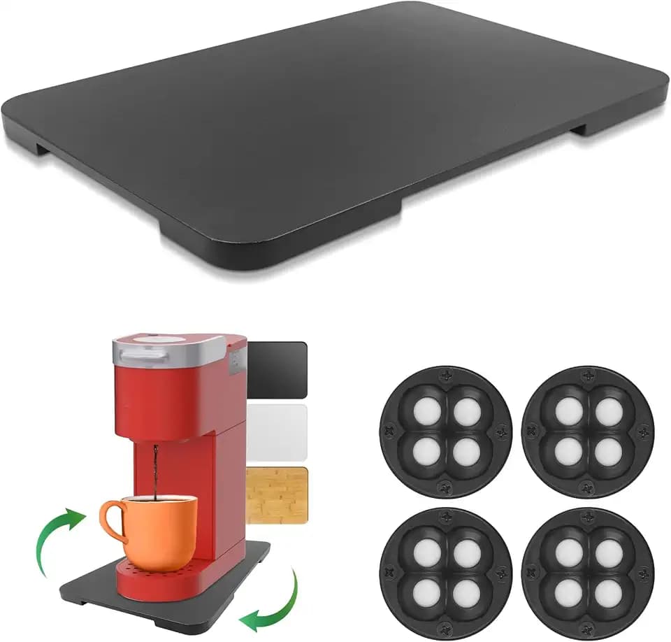 360° Rolling Tray Bamboo Appliance Slider for Kitchen Appliances