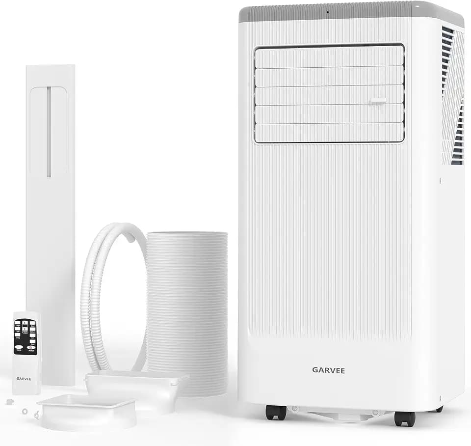 Garvee 8000BTUs Portable Air Conditioner with Remote Control,350 Sq.Ft Max. 48dB Portable AC Unit, Dehumidifier, Fan, Sleep, 24H Timer&Installation Kit, DOE Certified, Ceer 6.2,White+Grey