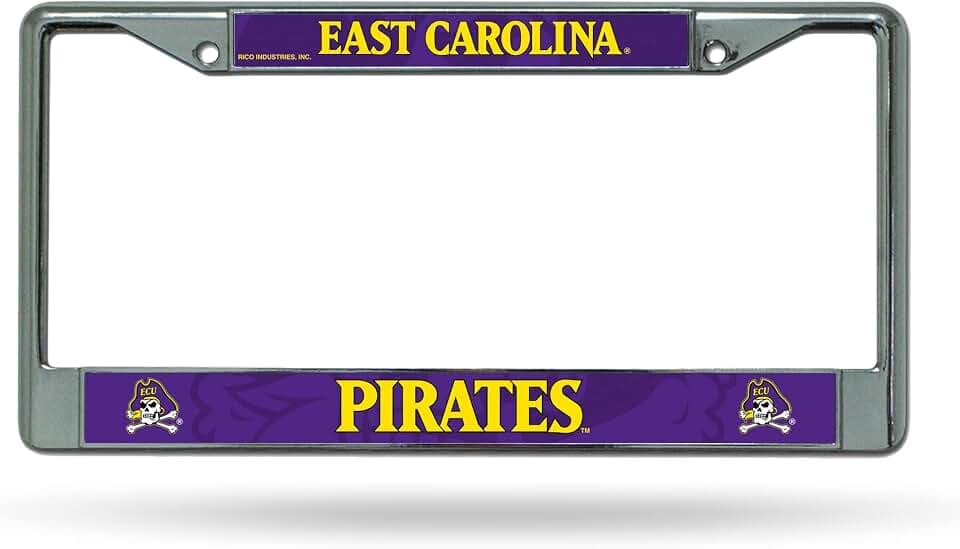 Rico Industries NCAA East Carolina Pirates 12" x 6" Silver Chrome Frame W' Decal Insert Car/Truck/SUV Auto Accessory