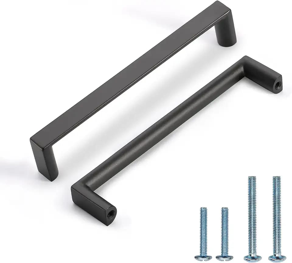 6 Pack 5 Inch Matte Black Cabinet Pulls, Black Kitchen Hardware