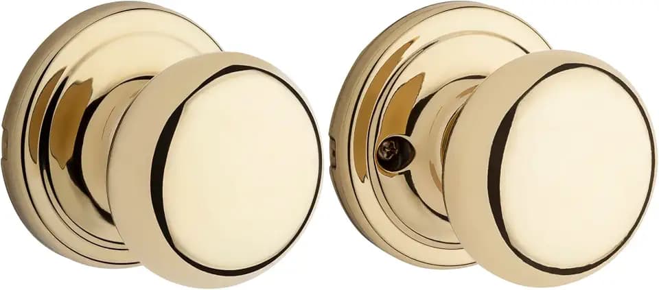 Kwikset Hancock Interior Passage Doorknob, Handle for Closet and Hallway Doors, Non-Locking Doorknob, Polished Brass