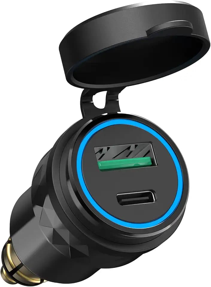 PD 3.0 USB C Steckdose Adapter für BMW Motorrad DIN Hella EU Stecker - 30W PD USB Dose Buchse Wasserdicht Zigarettenanzünder Ladegerät für 12-24V Ducati LKW Wohnwagen Triumph Boot