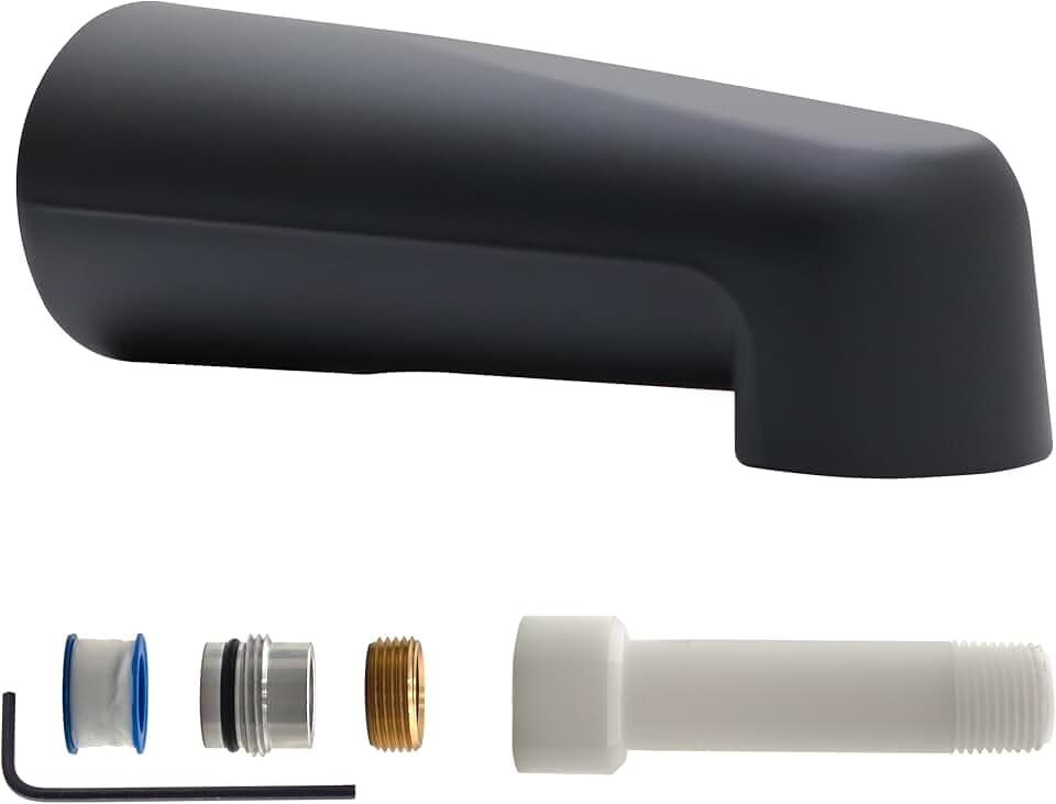 Westbrass E507US-62 Universal Fit 7" Wall Mount Tub Spout, Zinc, Matte Black