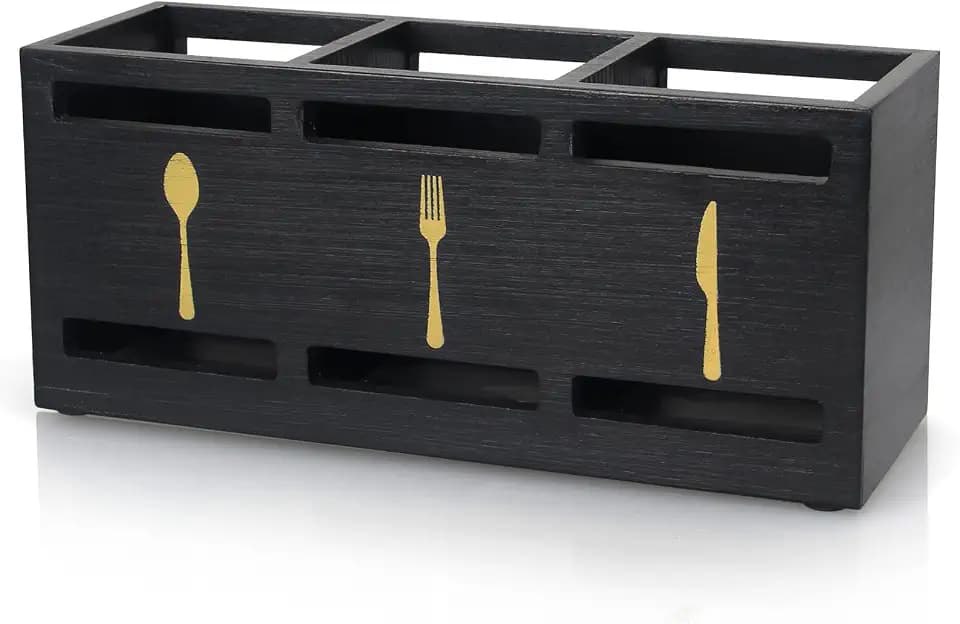 Ayiaren Wood Cutlery Silverware Holder Flatware Utensil Caddy for Parties