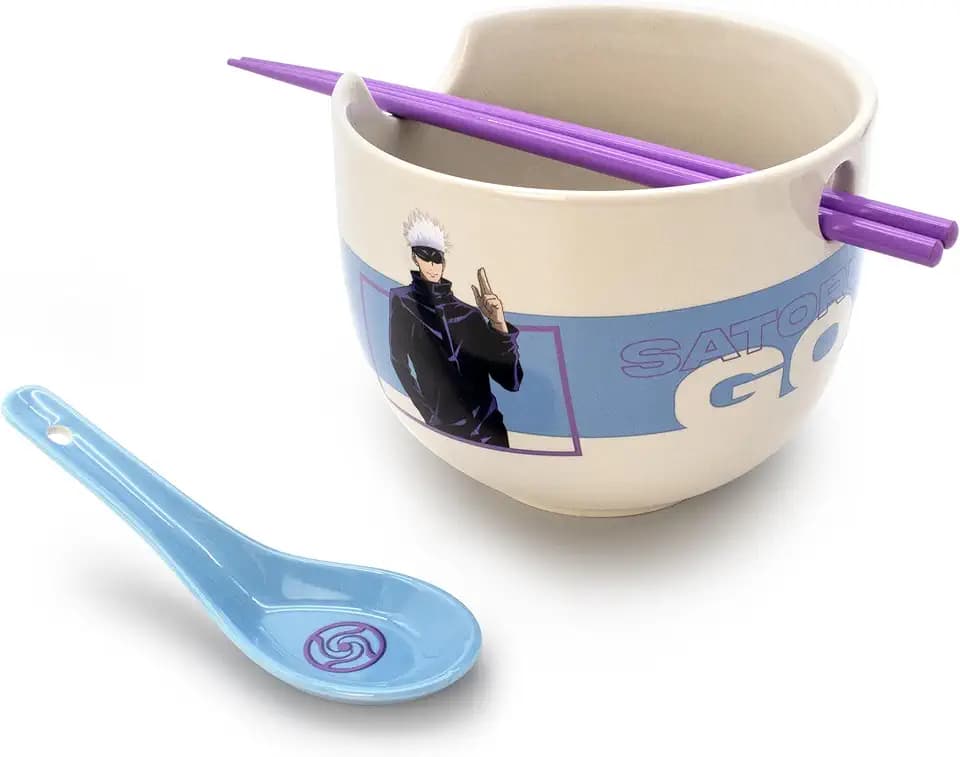 Culturefly Jujutsu Kaisen Ramen Bowl Bundle Set with Ramen Bowl, Spoon, and Chopsticks, Capacity 20oz, J7O001ADWT