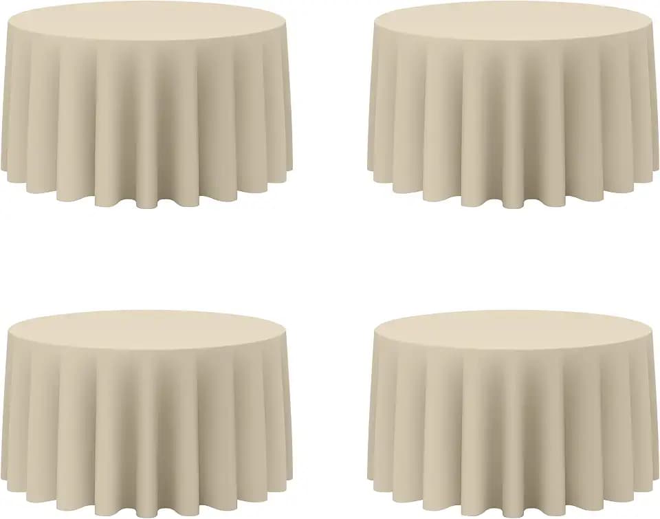 BRILLMAX 4 Pack Beige Round Tablecloths 120 Inch for 60" Tables