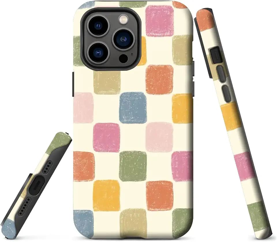 for iPhone 13 Case & iPhone 14 Case,Retro Color Checkered