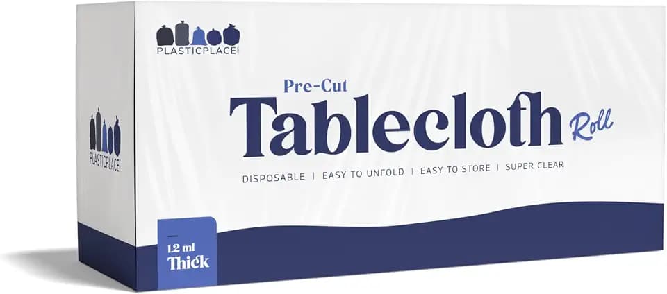 Pre-Cut Clear Plastic Disposable Tablecloth - Rectangular Covers Coreless Roll - Ideal for Ideal for Parties and Events (66" x 120")