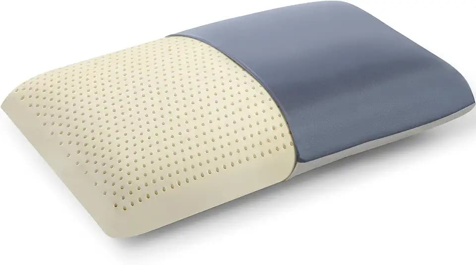 Firm Talalay Latex Pillow, Cooling Ice Silk Cover, Oeko-TEX Certified Supportive Bed Pillow for Neck Pain, High Density & Non-Flattening for Side Sleepers (1, Standard (Low Profile))