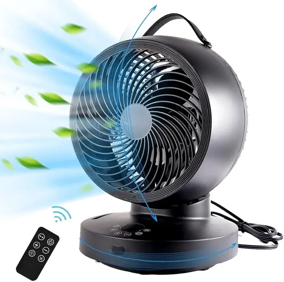 Kapoo Table Air Circulator Fan,Blade 8",6 Speeds 4 Wind Modes,With Remote Control,Horizontal Vertical Oscillating,Indoor Circulator Fan for Whole Room Temperature Equilibrium,Black,Middle,GS-XXG037