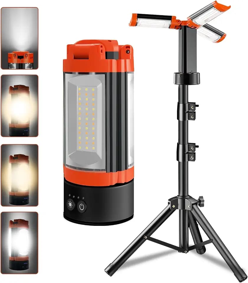 3 LED Lamp Heads Rechargeable Camping Light with Adjustable Stand