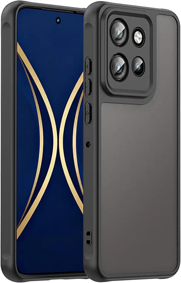 Matt Hülle für Motorola Edge 60 Neo/Edge 50 Neo, Militärstandard Anti-Fall Schutzhülle, Mattierte Transluzente PC-Rückseite Handyhülle,Weiche TPU Kante, Schwarz