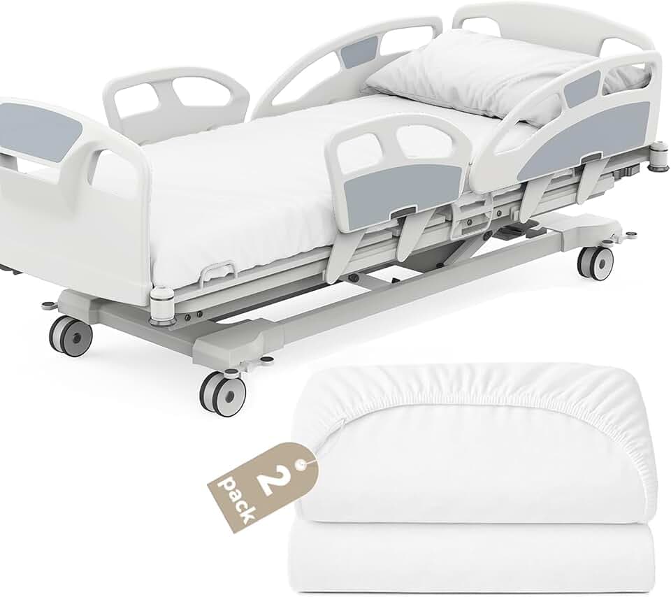 Hospital Bed Sheets 36" x 80" x 9" for Home Use & Hospital Care Beds, White