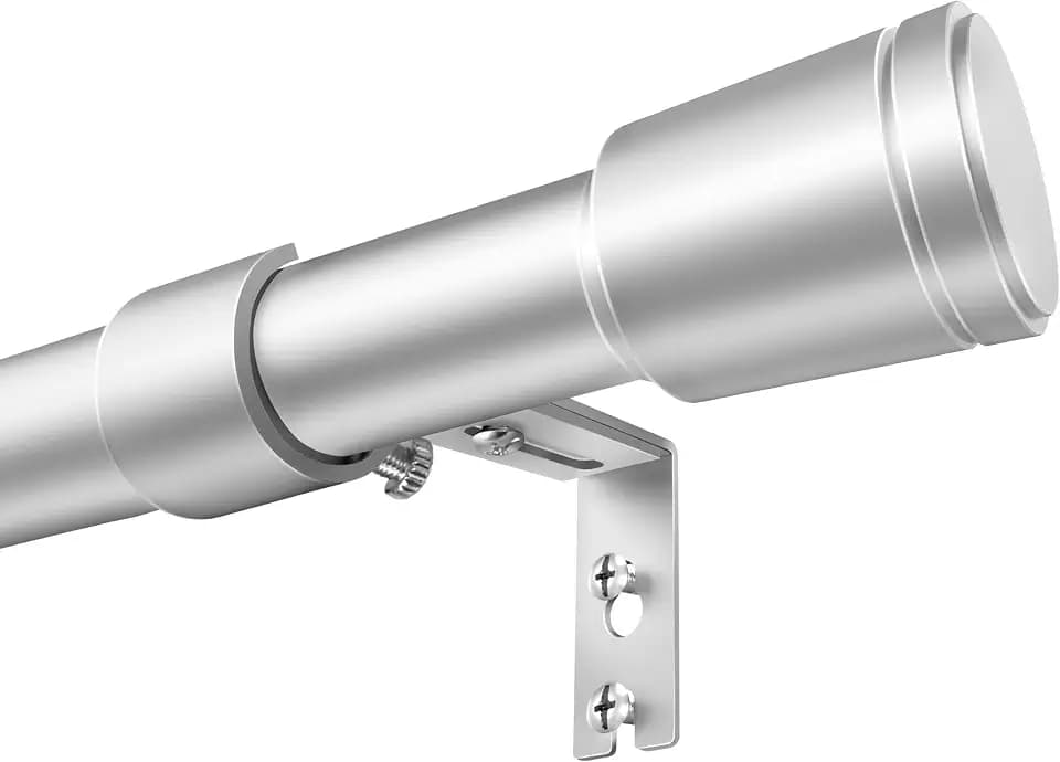 Silver Curtain Rods for Windows, 1 Pack 30-60 Inch Heavy Duty Curtain Rod