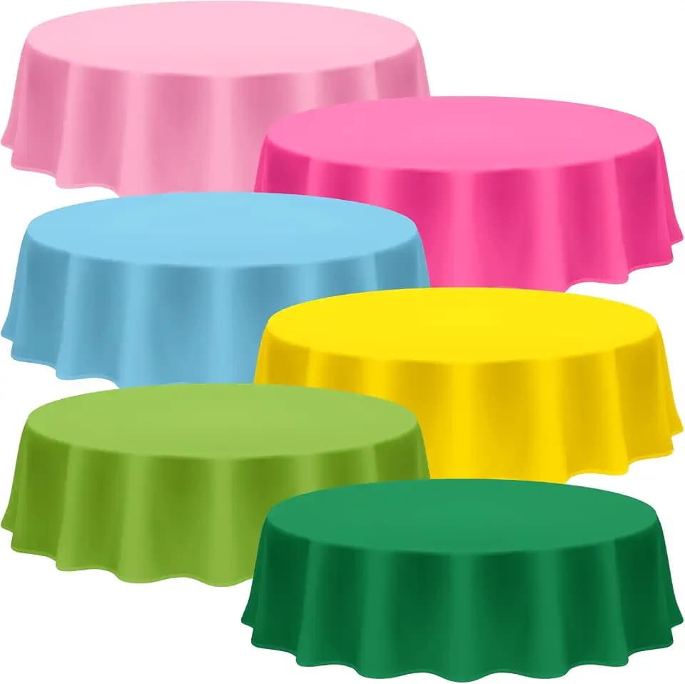 Amylove 12 Pcs Hawaiian Plastic Tablecloths for Round Tables