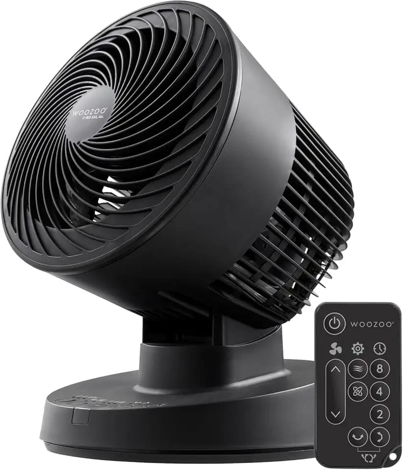 IRIS USA WOOZOO Air Circulator Fan with Remote, 3 Speeds, Bedroom, Black