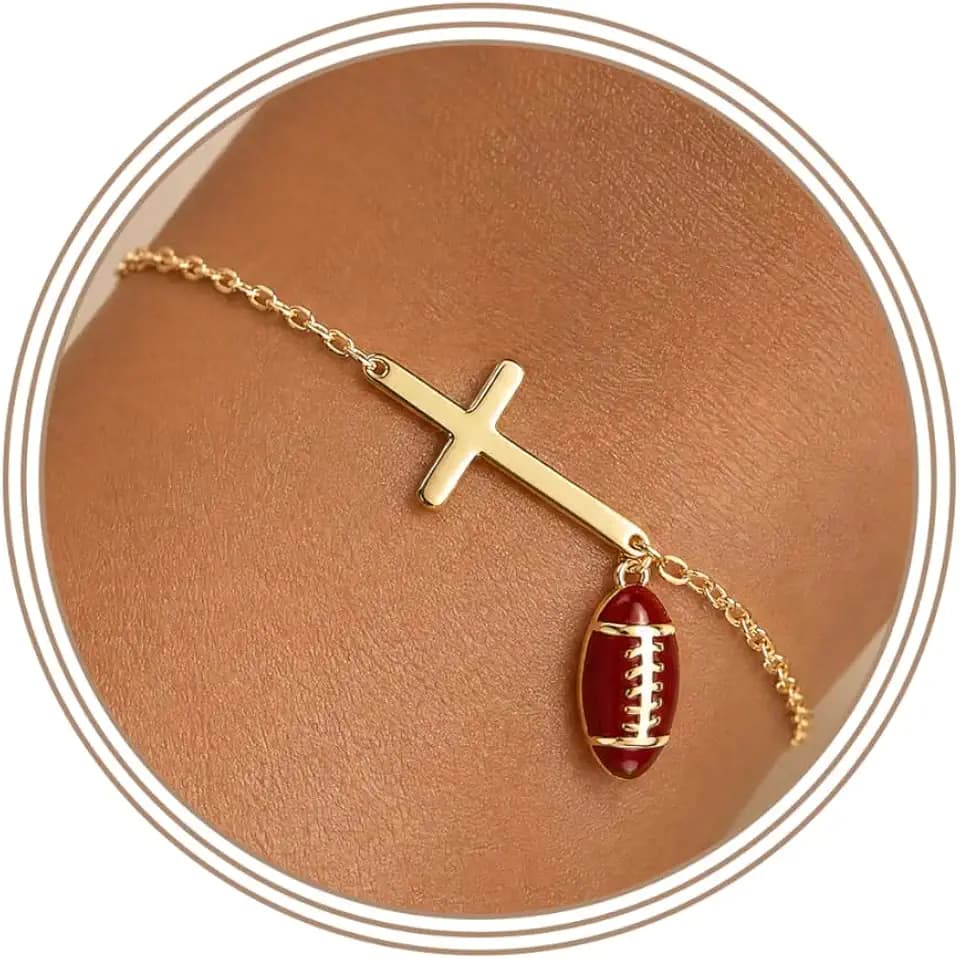 CASSIECA Gold Bracelets for Women 14K Gold Plated Cross Sport Link Chain