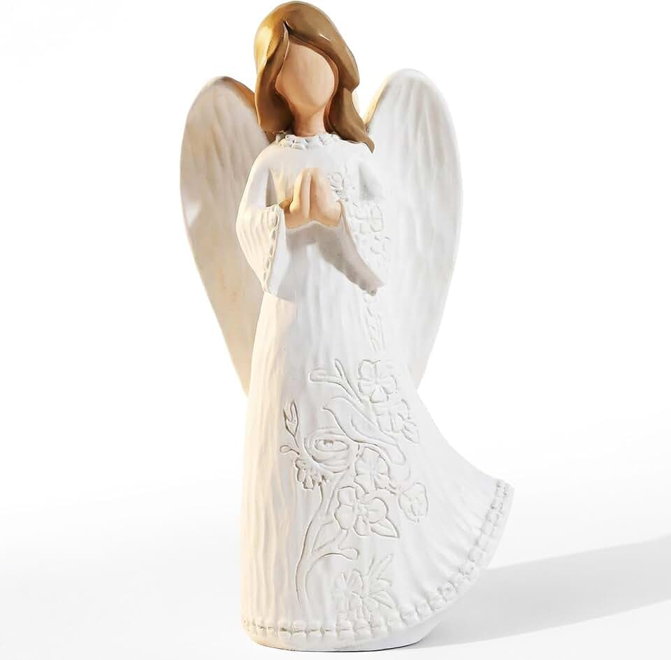 Sympathy Gifts for Loss of Loved One, Hand-Painted Praying Angel Figurine