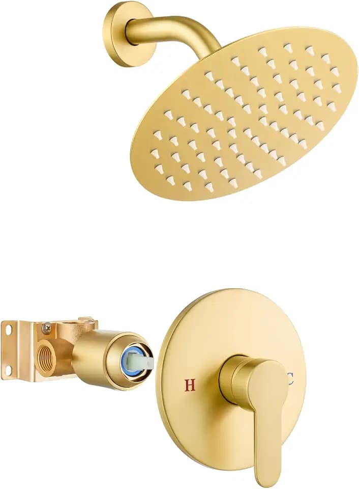 Airuida 8 Inch Brushed Gold Shower Faucet Set,Shower Valve Kit