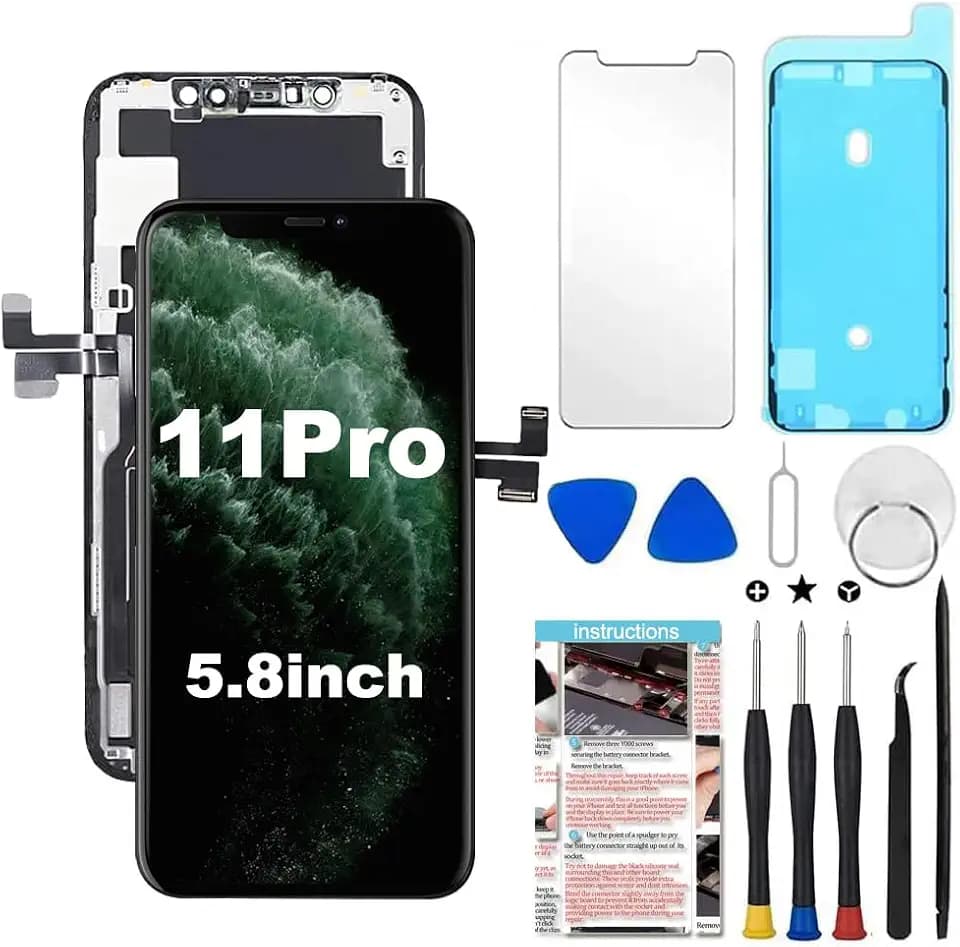 for iPhone 11 Pro Screen Replacement 5.8 inch, 3D Touch LCD Display Digitizer Assembly with Repair Tools - Model A2160, A2217, A2215