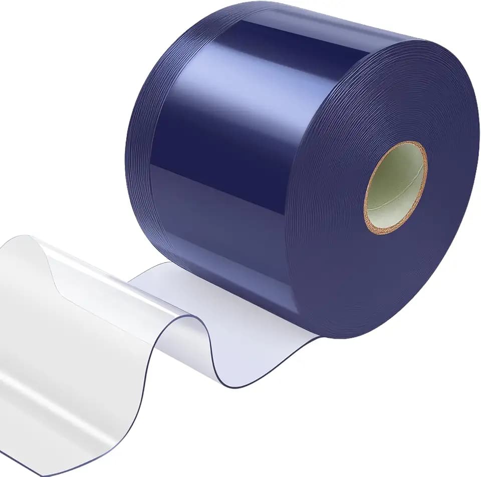 Moukeren Industrial Clear PVC Strip Curtain Roll, 8 in x 100 ft