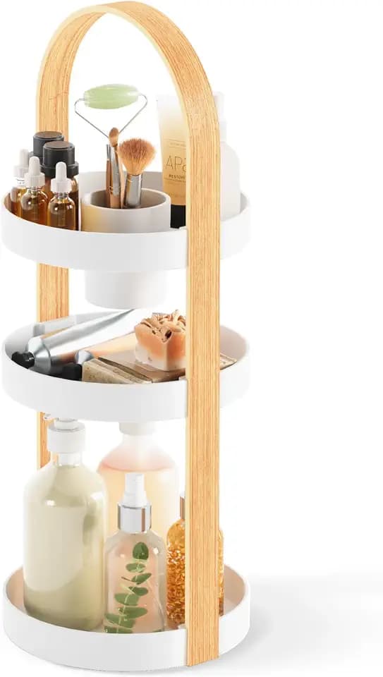 Umbra Bellwood Makeup Organizer, with Handle, Large, White/Natural