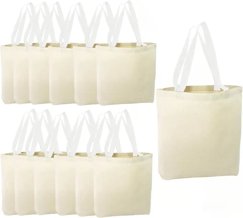 12 Pack Canvas Tote Bags – DIY Design Your Own Party Favor Pack Canvas Bag