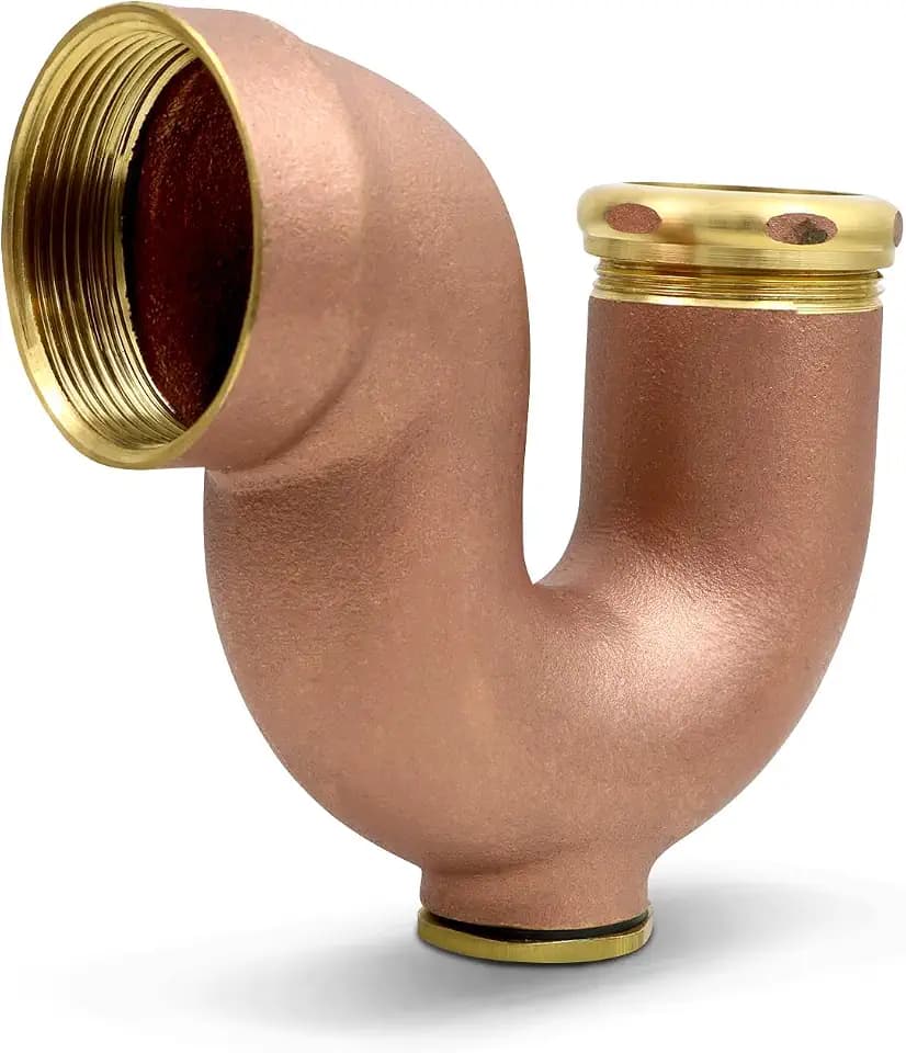Highcraft Brass Trap NY Regular Trap 2" x 1/-1/2" Basin Sink Waste Trap with Cleanout, Sink Trap for Bathroom Sink, Kitchen Sink, Utility Sink Tubular Drain Applications, Brass Drain stainer