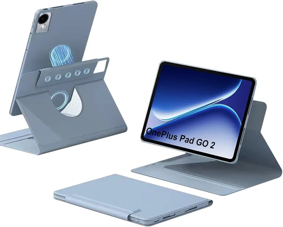 zZjoOoj Hülle für OnePlus Pad GO 2/Oppo Pad 5 12 Zoll Tablette Case,360° Drehbarer Magnetischer Aufteilbarer Schutzhülle,Automatischer Schlaf/Aufwachen,Einstellbarer Ständer,Inselblau