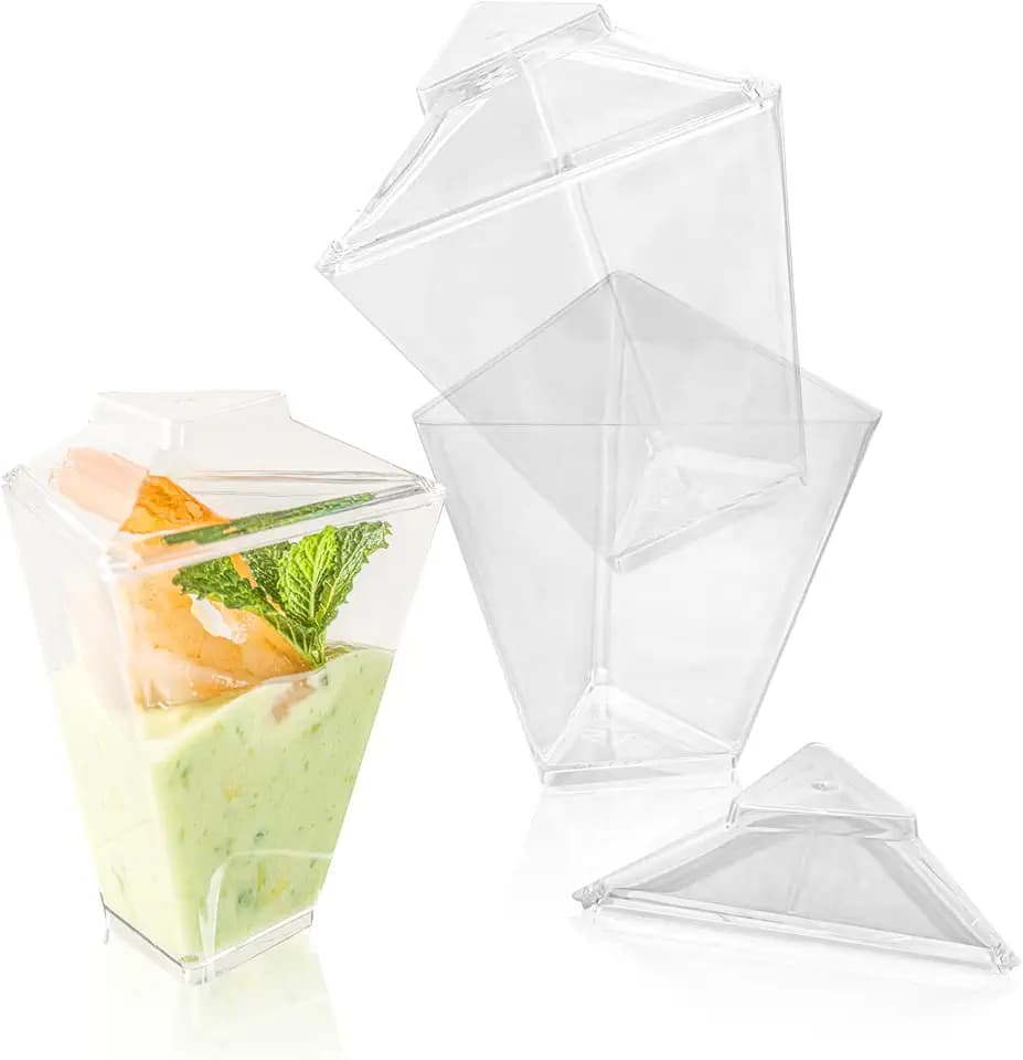 Restaurantware Mini Dessert Cups 100 Count 2 Ounces Plastic Dessert Shooters, Shatterproof Sturdy Cups, Flared Design, Clear Plastic Disposable Appetizer Containers For Outdoor Events