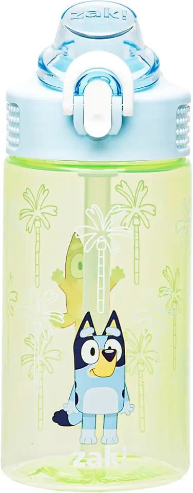 Zak Designs Bluey Sage 16oz Leak-Proof Straw Kids Water Bottle, Plastic