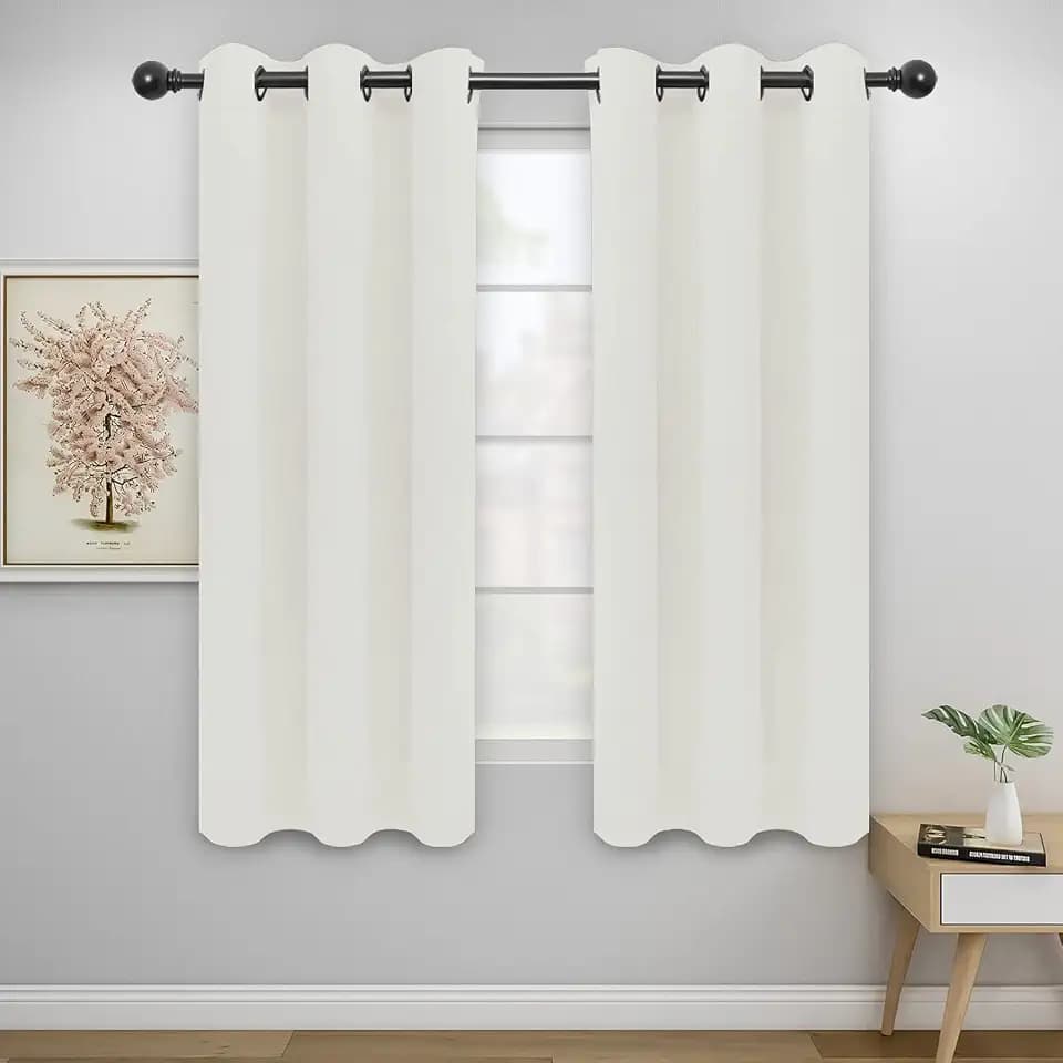 Easy-Going Thermal Grommet Curtains, 2 Panels 42x63 in, Ivory