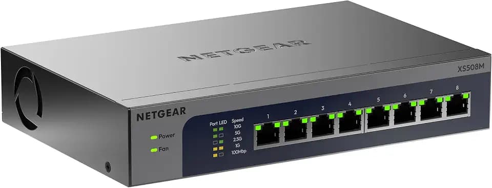 NETGEAR LAN Switch 8 Port, Unmanaged 10Gb Multi-Gig Netzwerk Switch XS508M