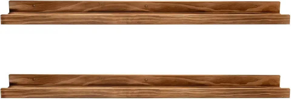 AZSKY Rustic Wood Floating Shelves for Nursery Books Long Wall Bookshelf Photo Picture Ledge Shelf with Lip Wall Shelf for Kids Bedroom Bathroom Living Room Office Frames 36 Inches Set of 2