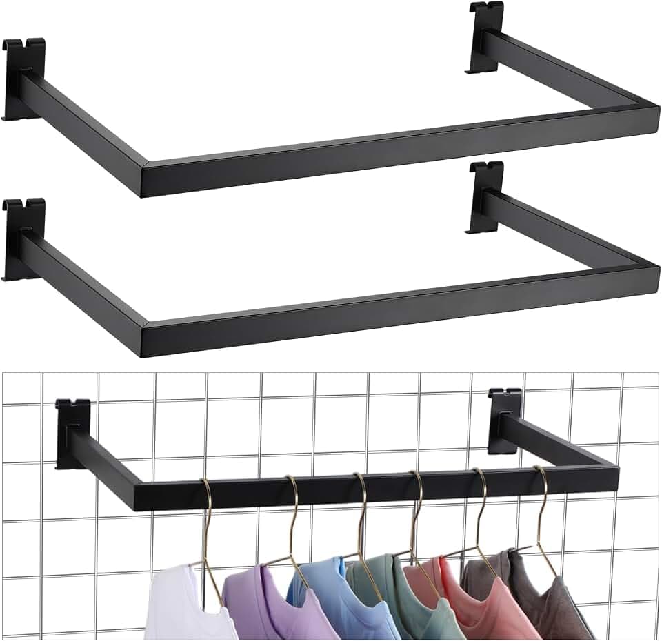 Yaocom 2 Pcs U Shaped Handrail for Gridwall, 24 Inch Metal Bracket, Black