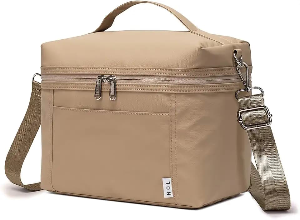 NOL 4L Insulated Lunch Bags for Women Cooler Bag Lightweight Nylon Waterproof Lunch Box for Work, Small, Khaki
